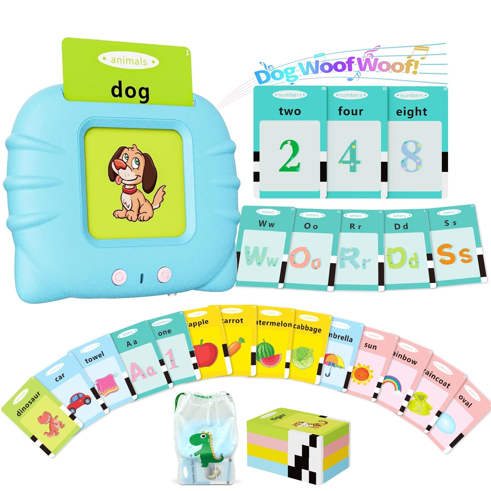 Aullsaty Talking Flash Cards for Toddlers 1-3, Upgraded 248 Medium, Blue