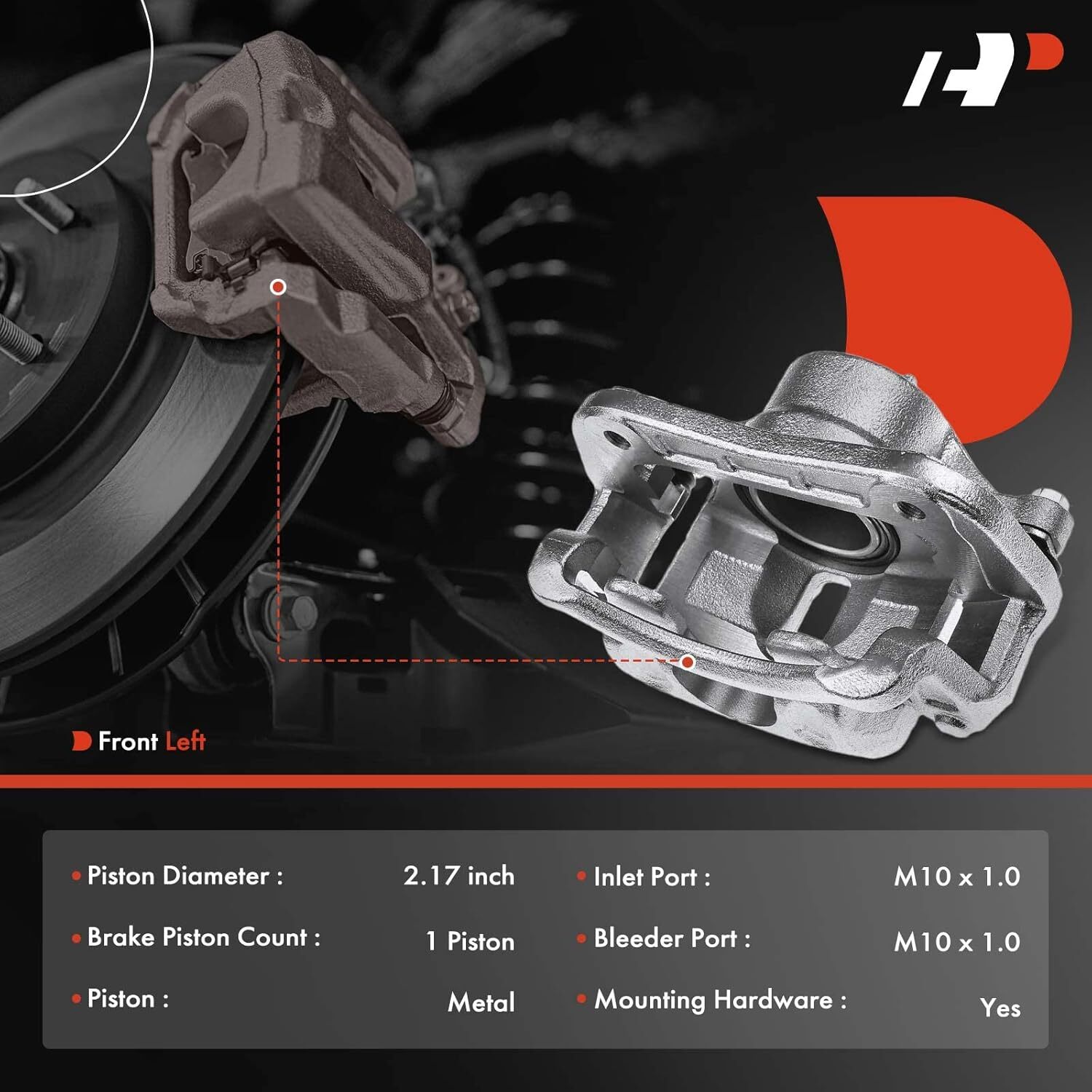 Front Driver Side Disc Brake Caliper Assembly with Bracket Compatible APM
