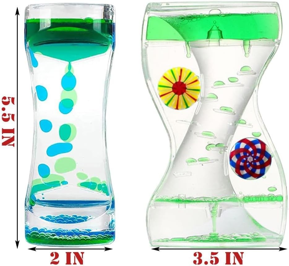 3 Pack Sensory Liquid Motion Bubbler Timers Hourglass Desk Decor Toy Bundle