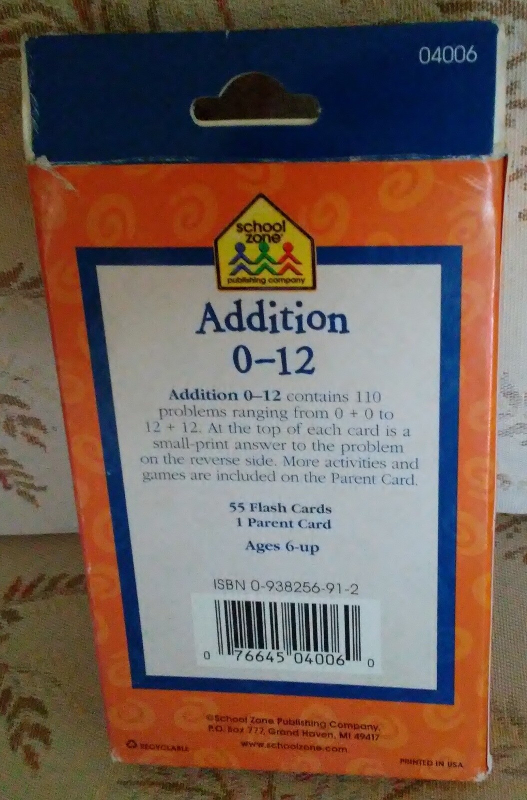 GR 22 Flash Cards: School Zone Addition 0 – 12 Flash Cards for Ages 6 and Up