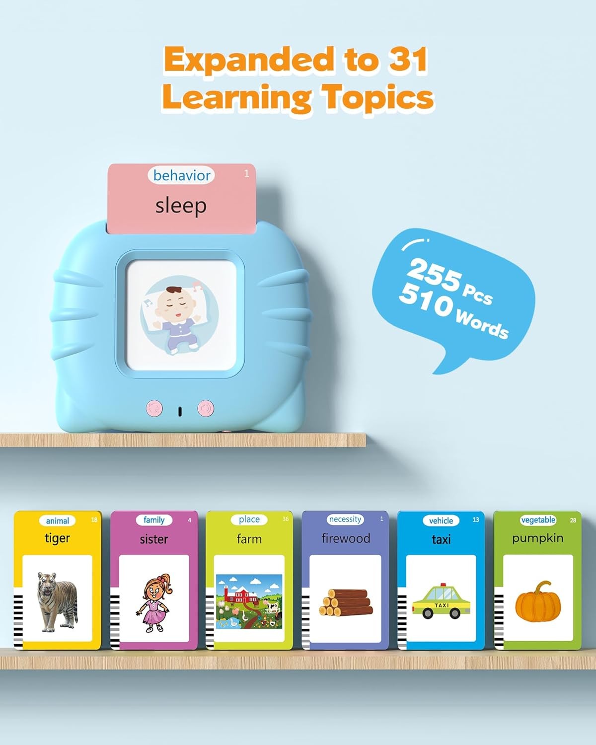 Montessori Talking Flash Cards 224 Words Language Learning for Kids