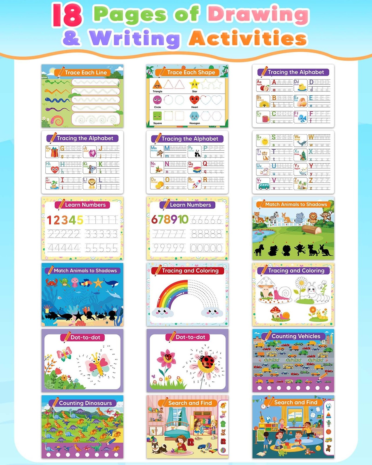 Toddler Busy Book Preschool Learning 8.5 x 11 inches (A4 size), Multicolored