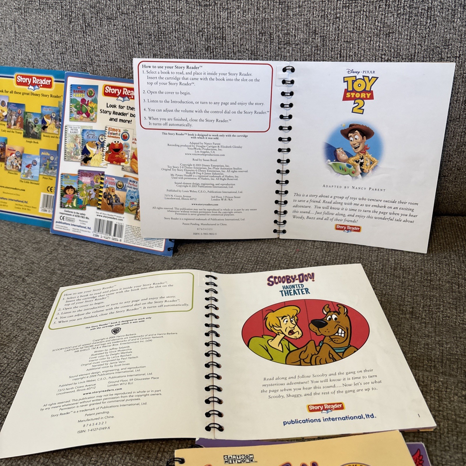 Story Reader Books and Cartridges (7 Books & 5 Carts) Disney, Scooby READ!!