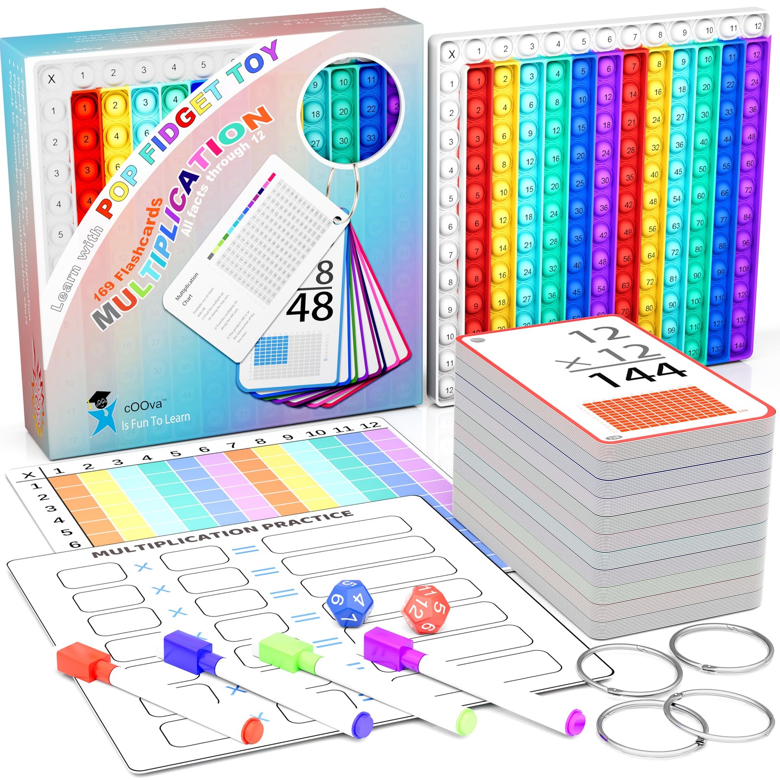 Multiplication Flash Cards 3rd Grade with Medium, Multicolor