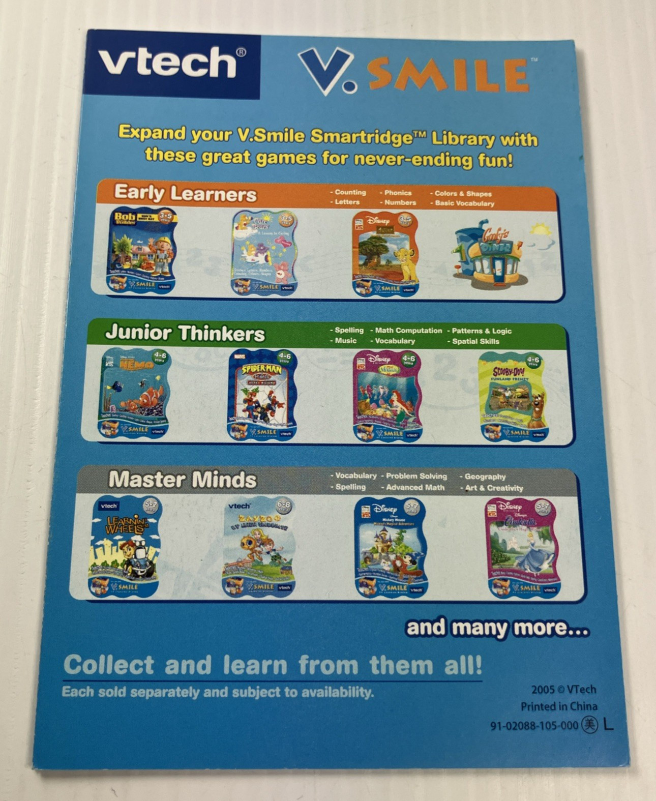 Vtech V.Smile ALADDIN’S WONDERS OF THE WORLD Game Cartridge & Manual – TESTED