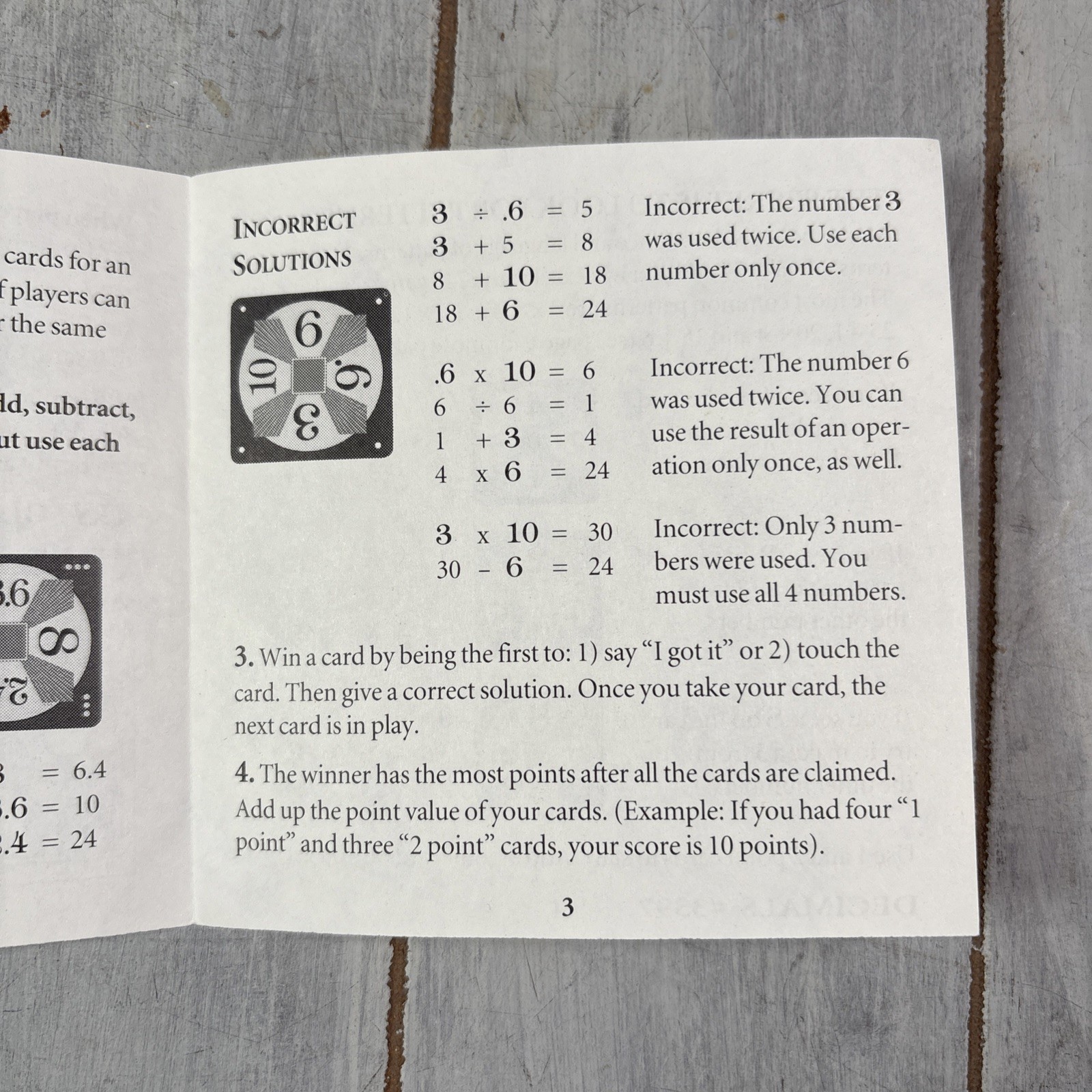 24 Game Decimals Math Game 96 CARDS, Math Practice 1993 – Rare