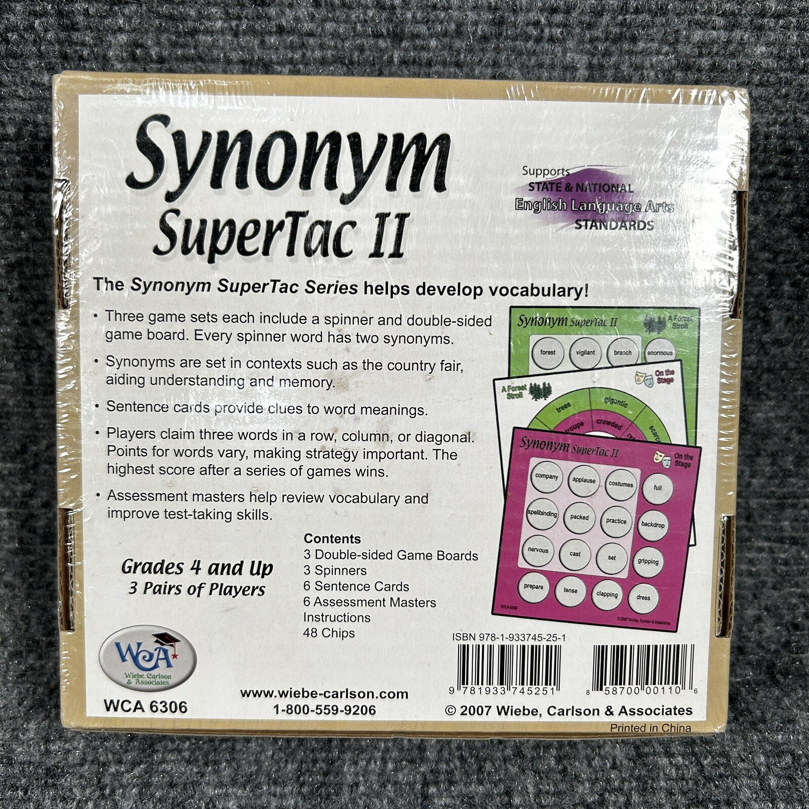 Synonym Super Tac II 2 Wiebe, Carlson & Associates Grades 4 And Up WCA6306 Game