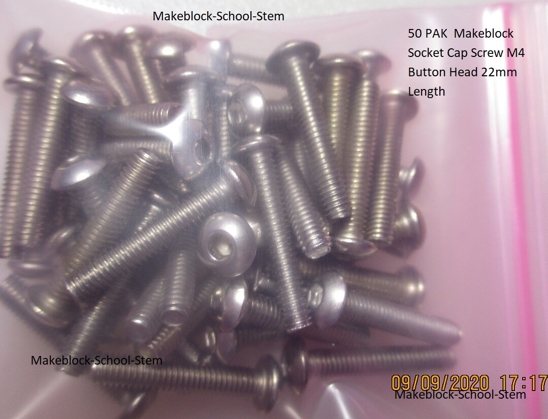 50 PAK Makeblock Socket Cap Screw M4 Button Head 22mm Length