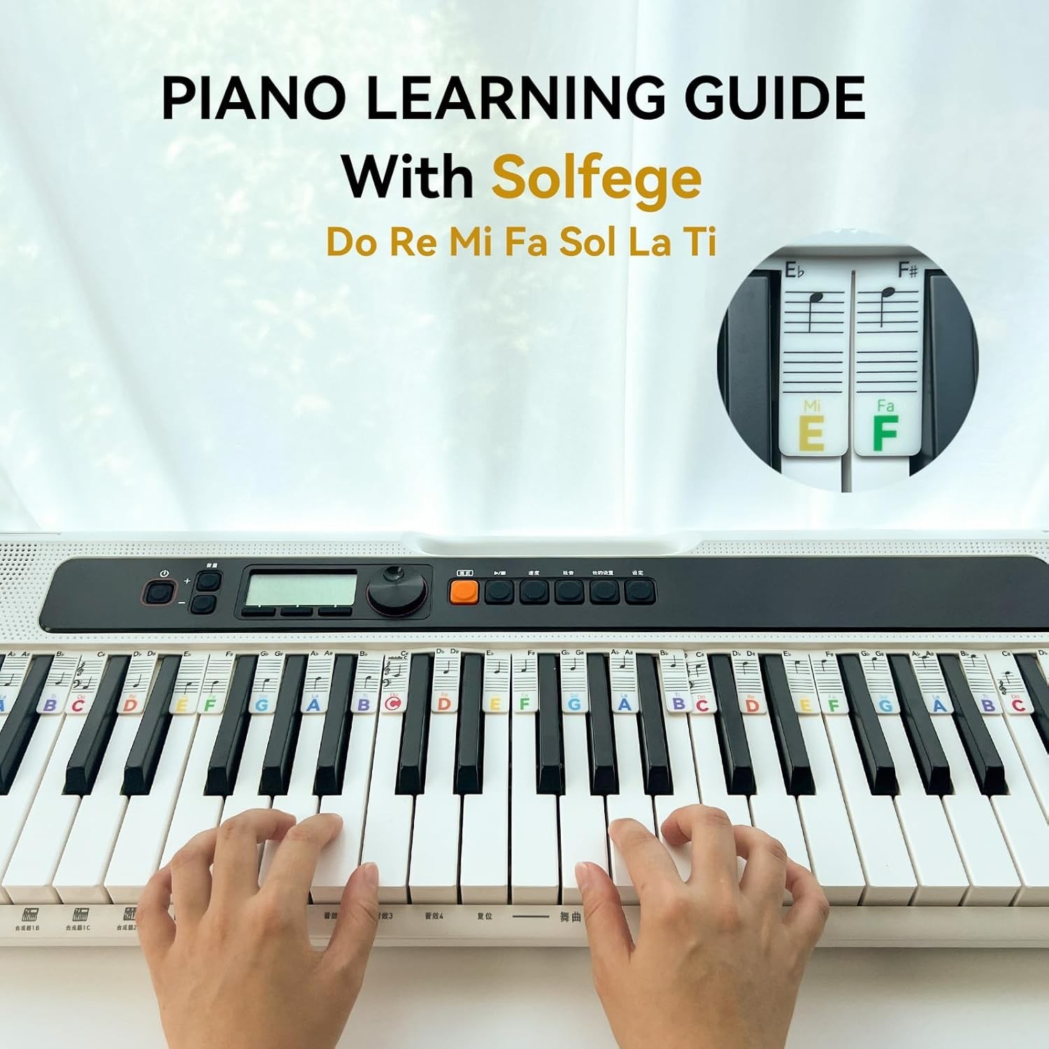 Piano Note Strips with Solfege Do Re Mi, Removable Piano Keyboard Stickers, P…