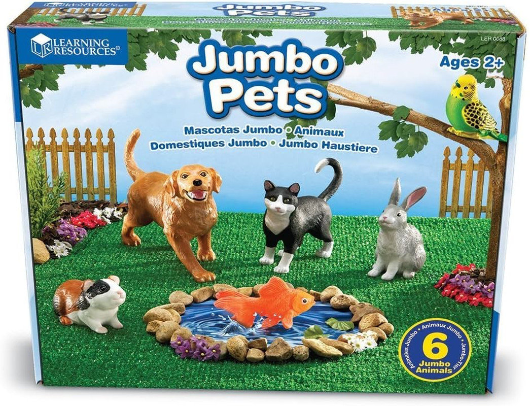 Jumbo Domestic Pets – 6 Pieces, Ages 2+ Preschool Pet Toys, Classroom Desk Pets,