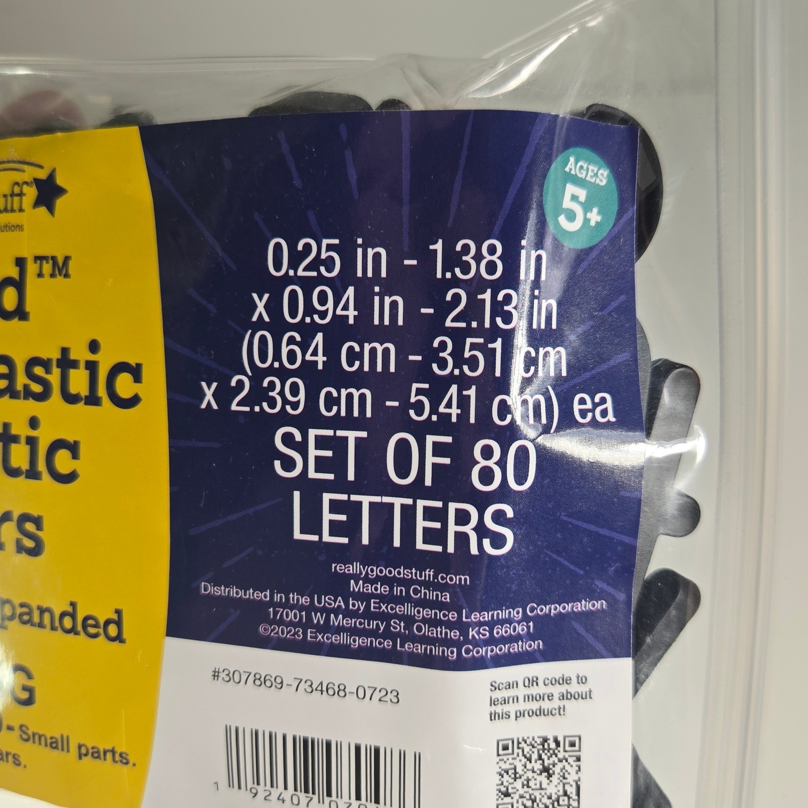 Really Good Stuff EZread Black Plastic Magnetic Letters Lowercase Set of 80