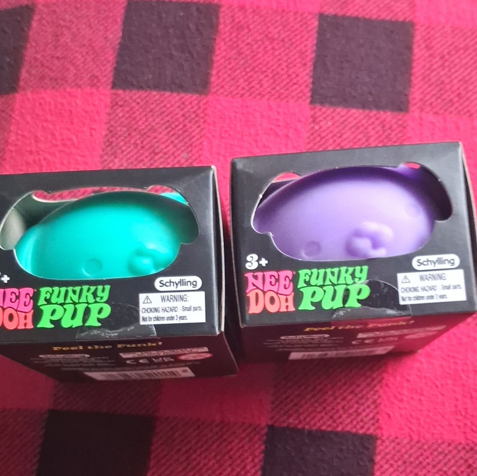 Schylling Nee Doh Funky Pup Tactile Squeeze Toy, Purple Green (25338HY)