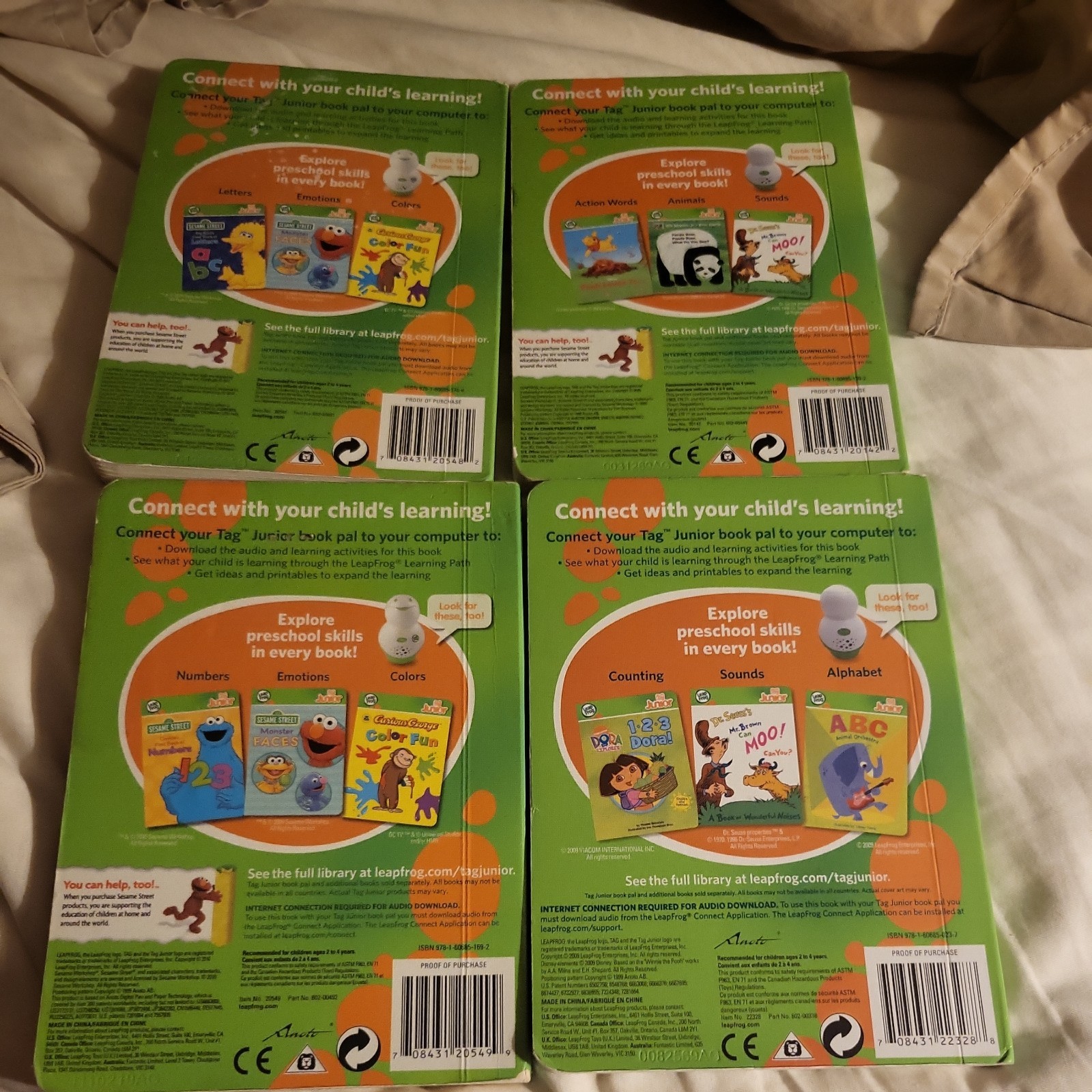 LeapFrog LeapReader TAG Junior Books Lot of 4 Letters/Face/Number/pooh loves to