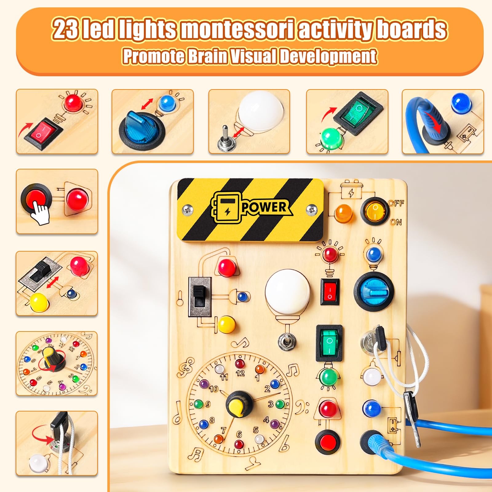 Konijiwa Busy Board – Montessori Toys 6.7 x 5.3 x 1.1 inches, V2