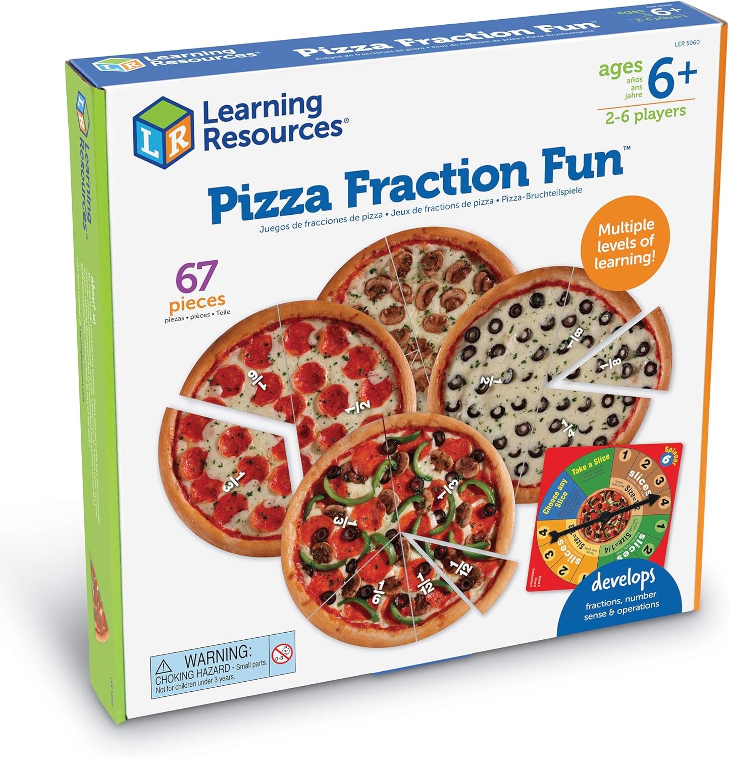 Learning Resources Pizza Fraction Fun Game 67 Piece