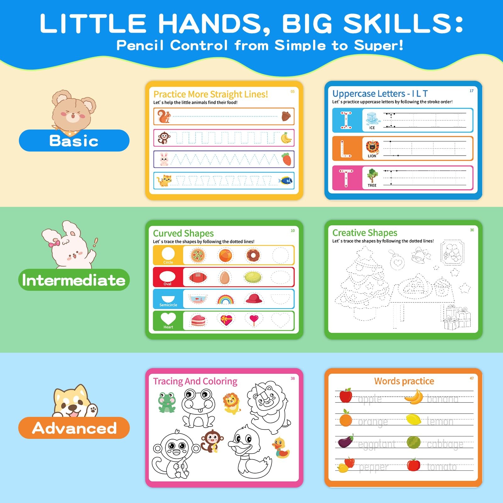 Preschool Learning Activities, Tracing Books for Kids Ages 3+, Toddler Handwr…