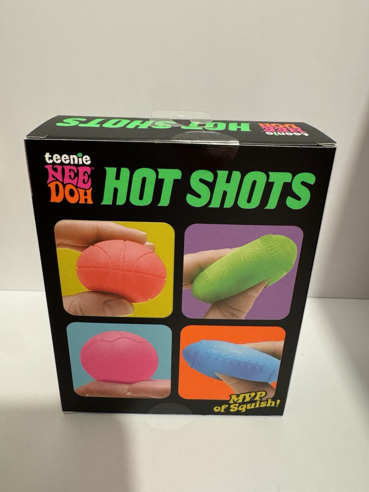 Nee Doh Teenie Hot Shots Red Green Pink Blue Squeeze Toy Set Ages 3+ Years