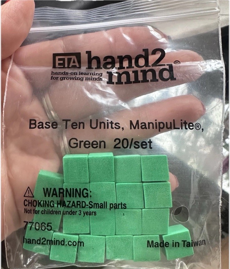 Hand2Mind Base Ten Unit Cubes Green Set of 20 Math Manipulative Counting Blocks
