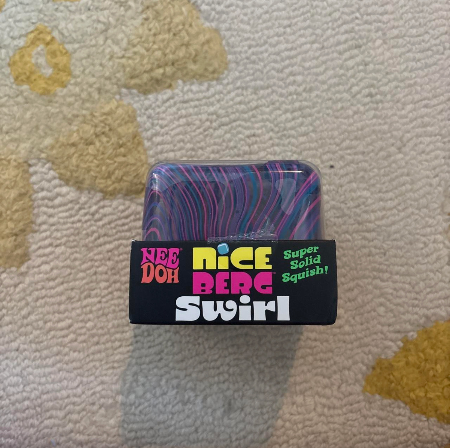 NeeDoh Nice Berg Swirl XL Giant Nee Doh Cube Squishy Sensory Purple Pink Blue