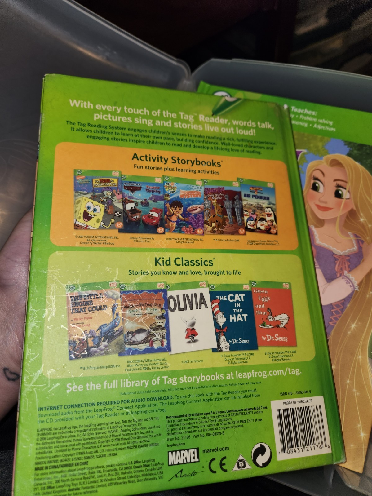 Lot Of 6 Leap Frog Tag Reader Interactive Books – Spider Man, Tangled And Case