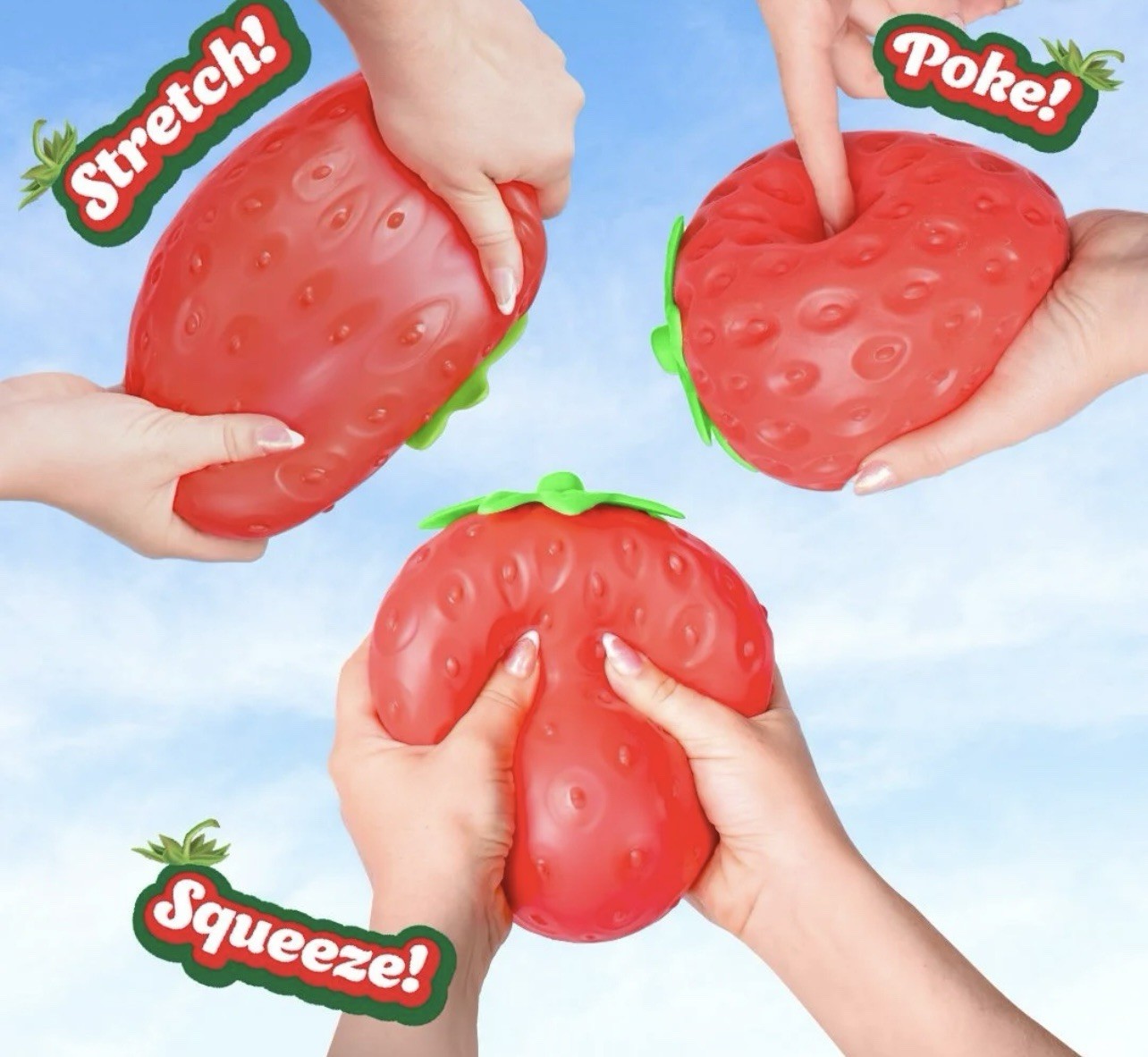 Sunny Days Jumbo Squeezy Strawberry Squishy Toy Stress Relief Sensory Fun