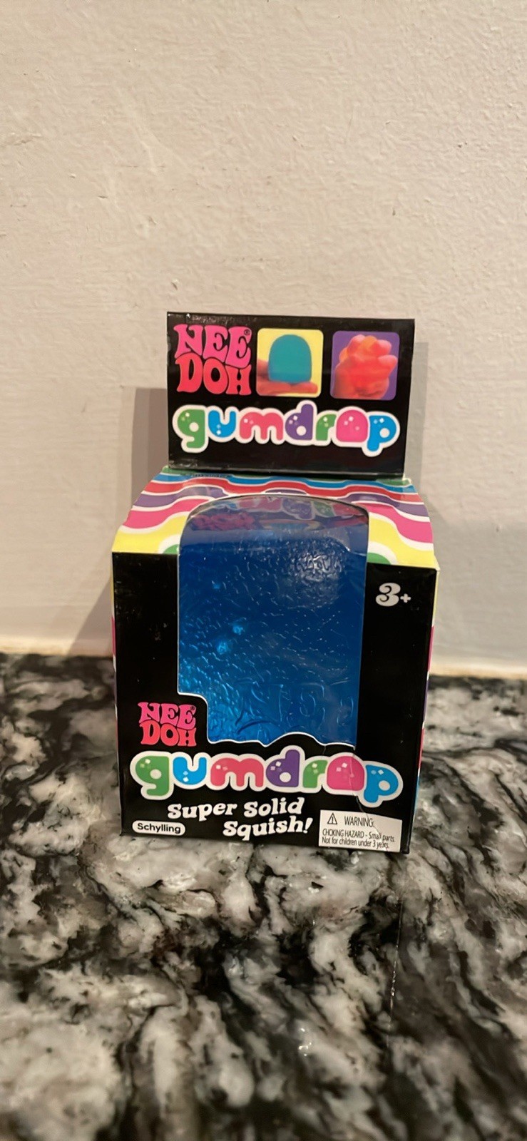 Schylling Nee Doh Gumdrop Super Solid Squish Squeeze Toy, Purple/Pink/Blue, 3+