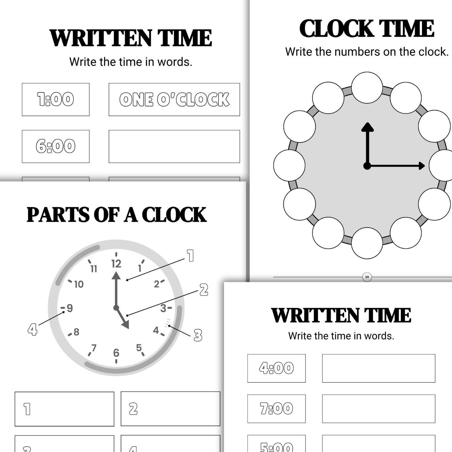Telling Time Book For Kids | Fun Printable Worksheets | Learning to Tell Time