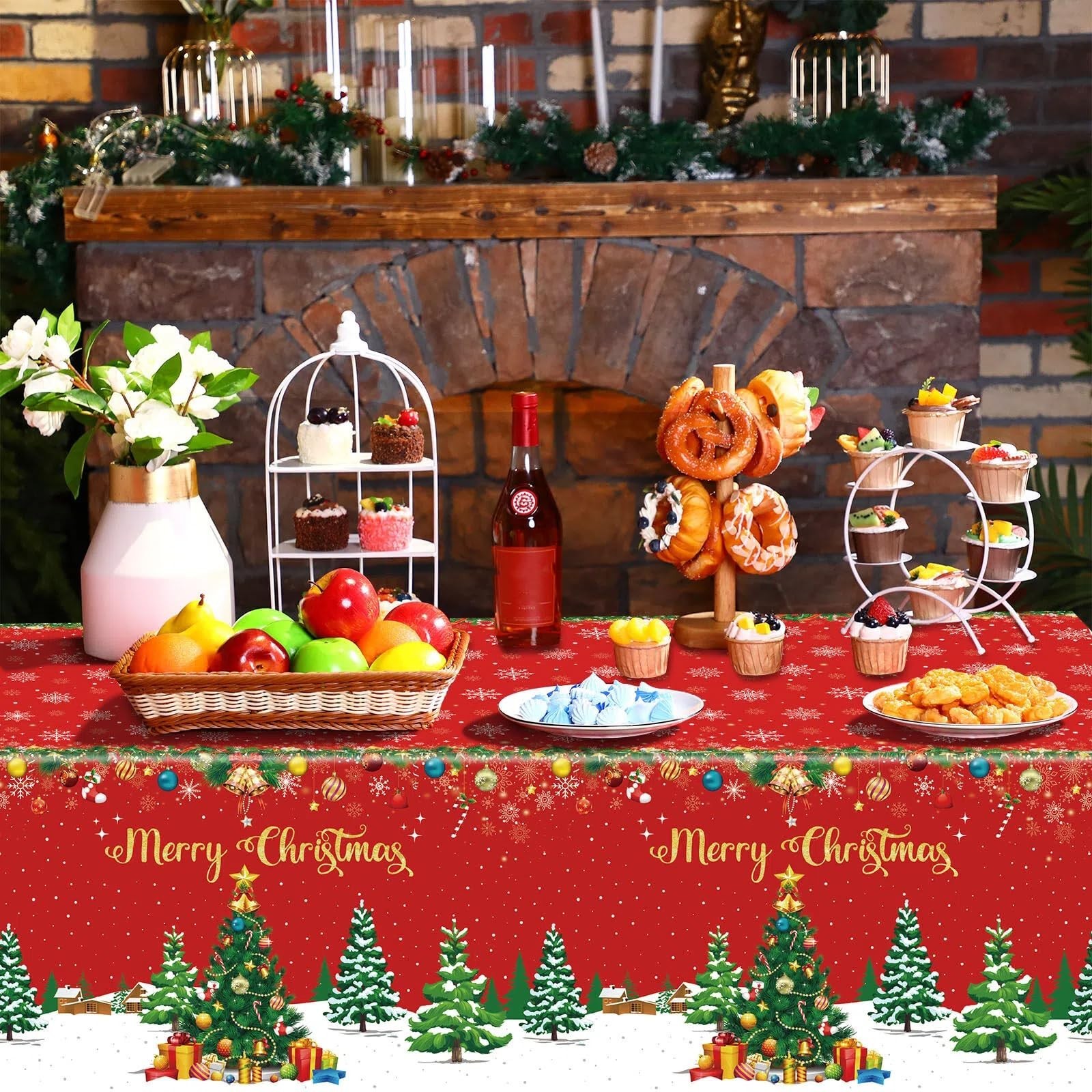 Tiamon Christmas Tablecloth Decorations Rectangular Xmas Table Cover Plastic …