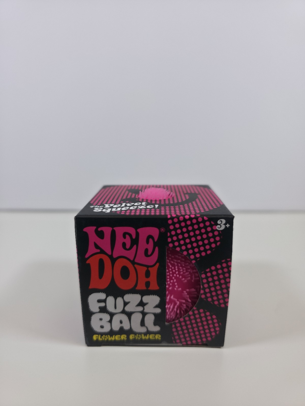 PINK Needoh FUZZ BALL Flower Power Nee Doh Squish Stress Ball NEE-DOH Fuzzball