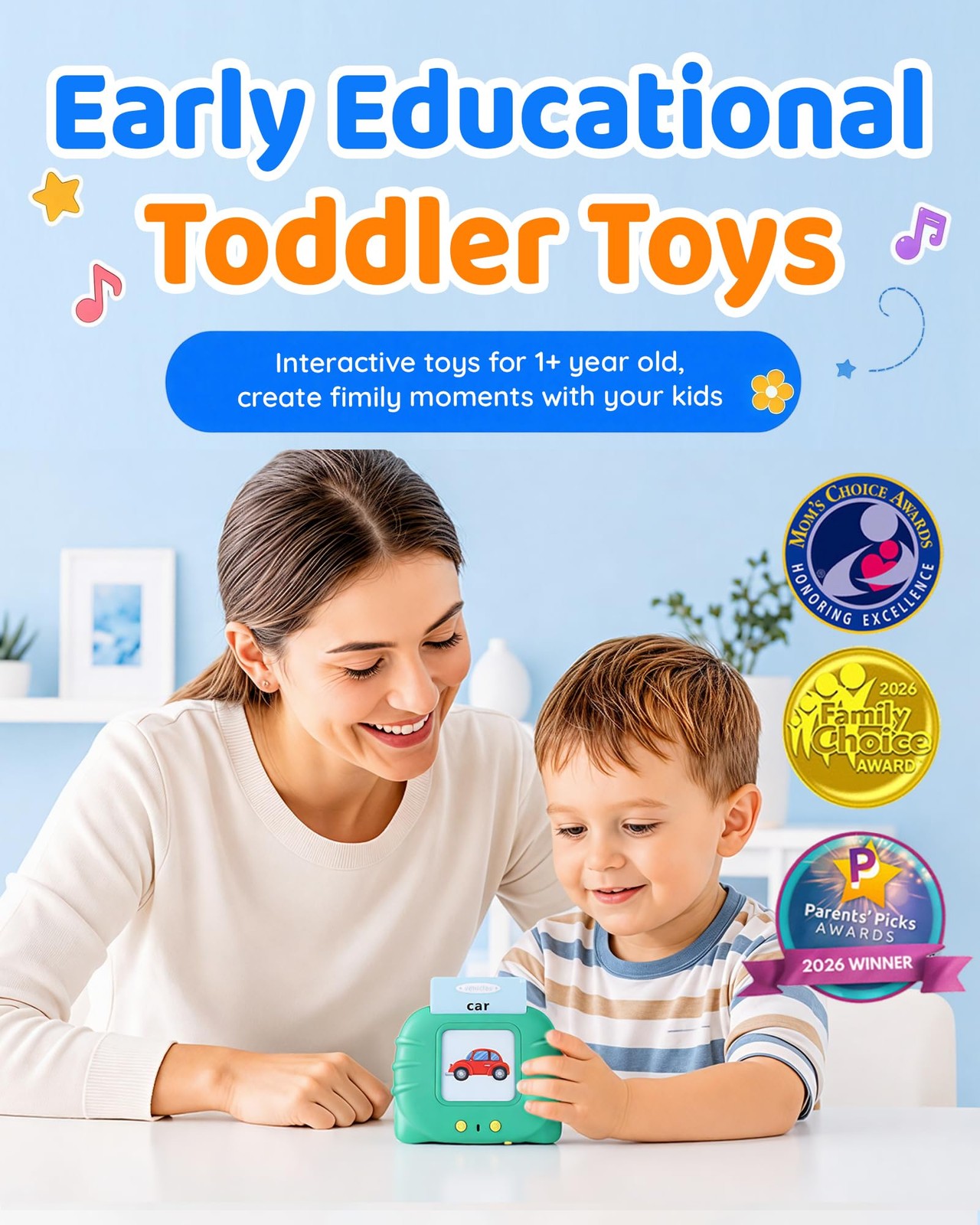Aullsaty Talking Flash Cards for Toddlers 1-3, Upgraded 248 Medium, Green