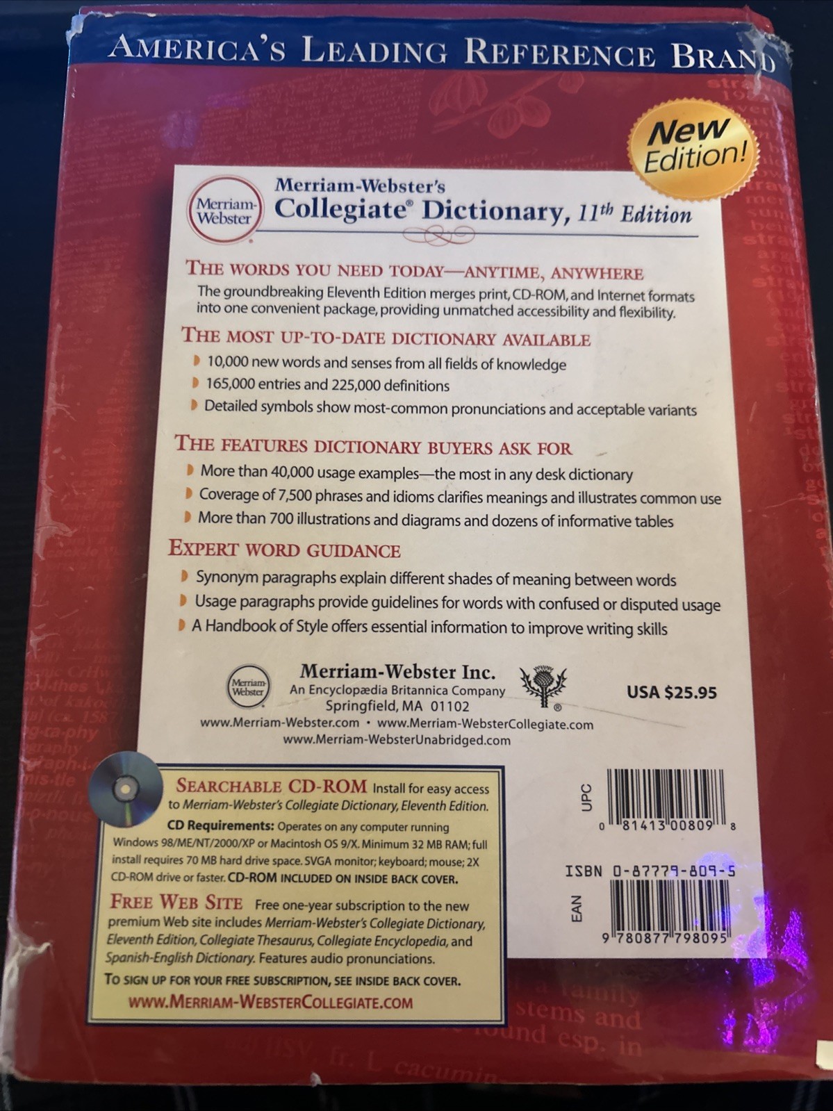 Merriam-webster Collegiate Dictionary 11th Editiondictionary Printed/electronic