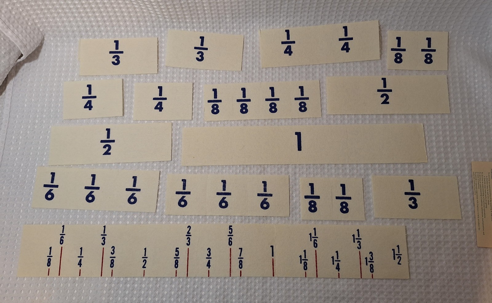 Vintage 1967 INSTRUCTO Flannel Board Visual Aids Fractional Number Line Felt 251