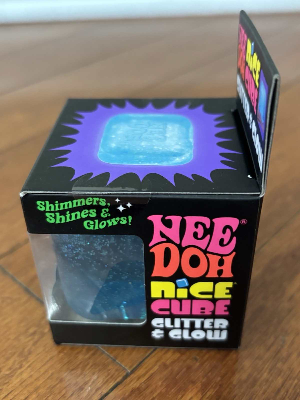 BLUE NeeDoh Nice Cube Glitter & Glow, Nee Doh Squishy, Glowing Ice Cube Viral