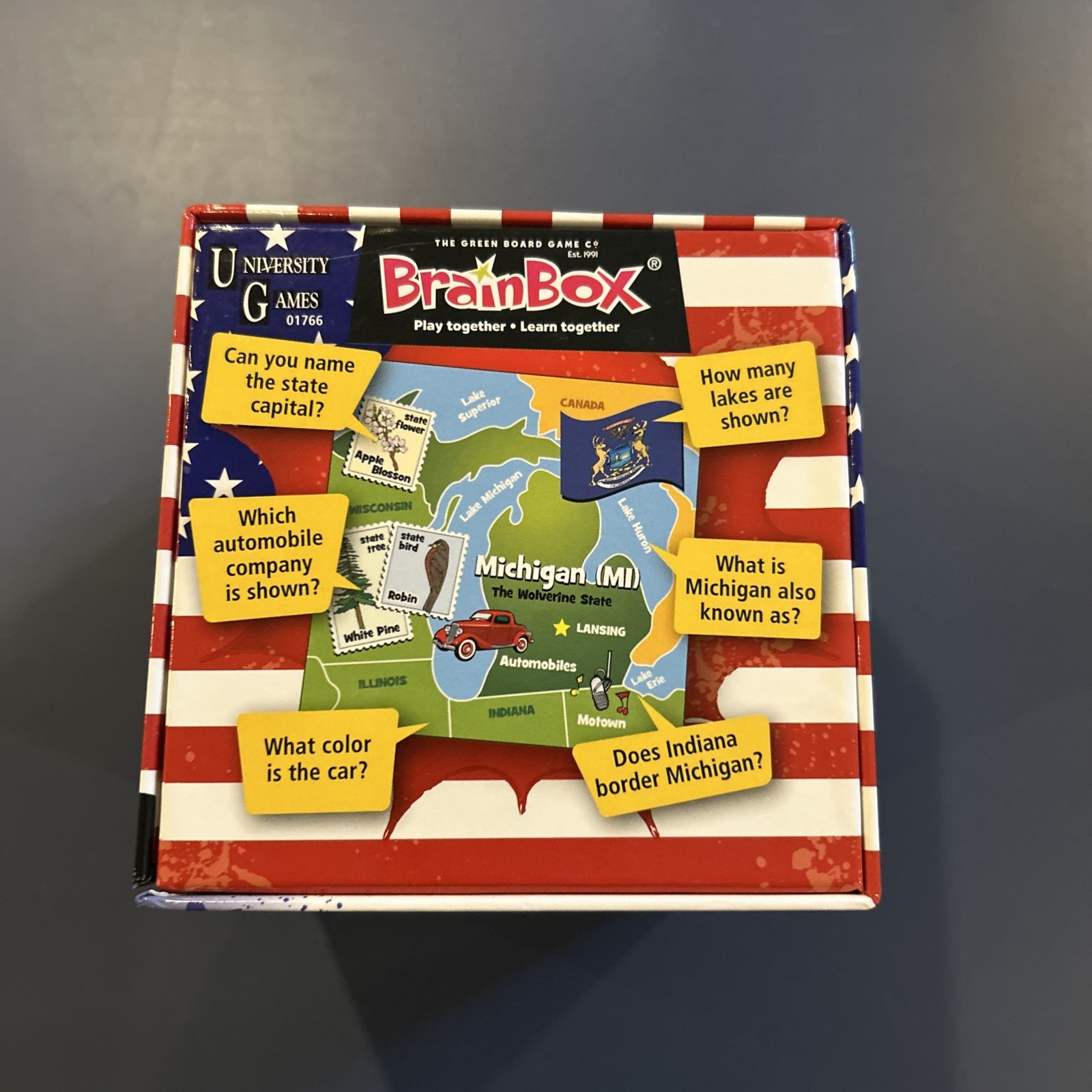 BRAIN BOX The USA The Ten Minute Brain Challenge Questions Game Family