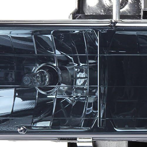 88-04 Chevy GMC Headlight Assembly Smoked Lens Housing Pair Headlights Bumper