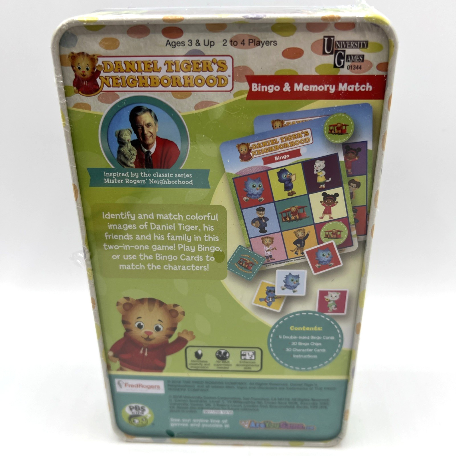 PBS Kids Daniel Tiger Bingo & Memory Match Card Games in Tin Sealed