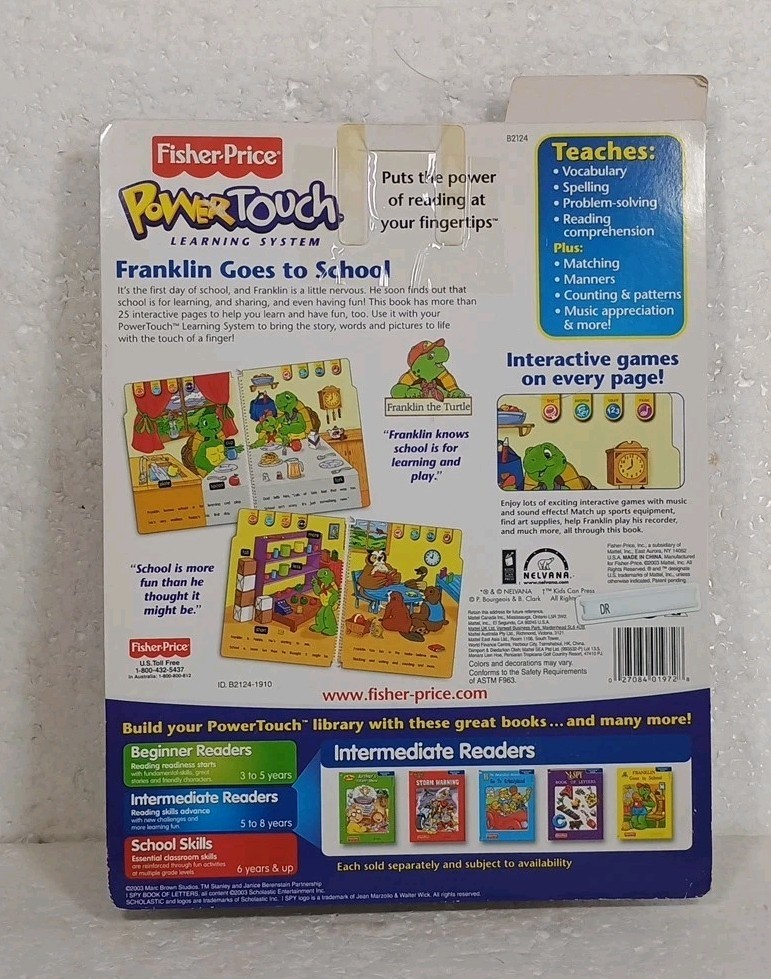 Fisher Price Power Touch Learning System Franklin Goes To School Ages 5-8 VTG 03