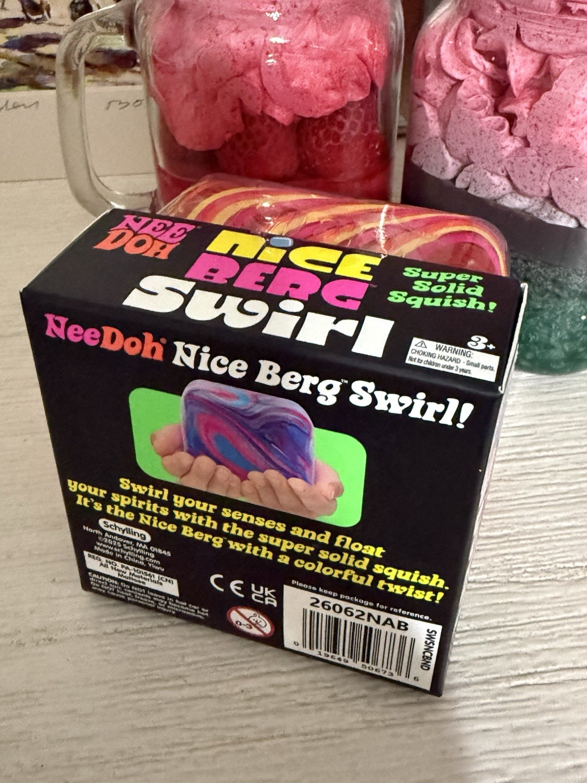 NeeDoh Nice Berg Swirl XL Giant Nee Doh Squishy Swirl Cube Orange Pink Yellow