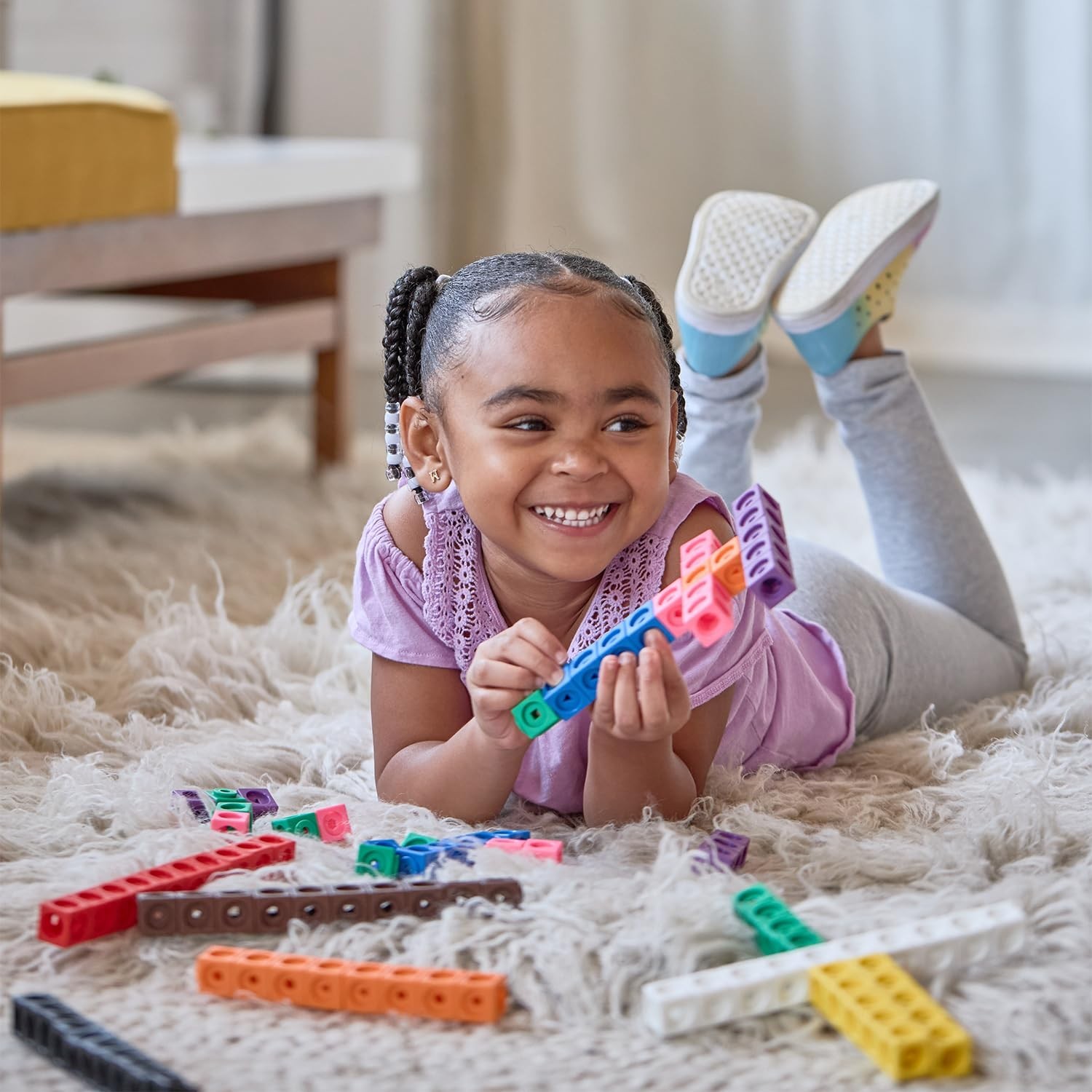 Math Cubes Set of 100 Counting Blocks for Preschool Kids Shapes Colors