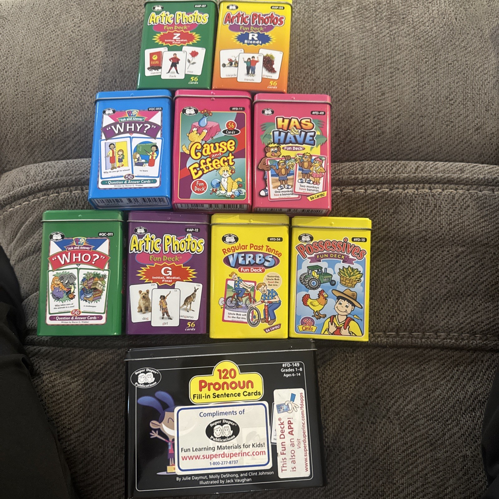 Super Duper Fun Deck Lot of 10 Boxes Speech Language Therapy Education Cards