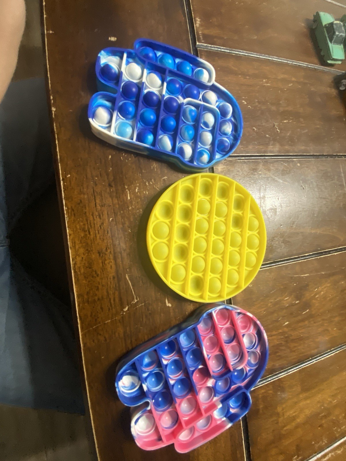 Set of 3 Pop It Tactile Sensory Toys – Blue, Yellow, Pink Multicolor