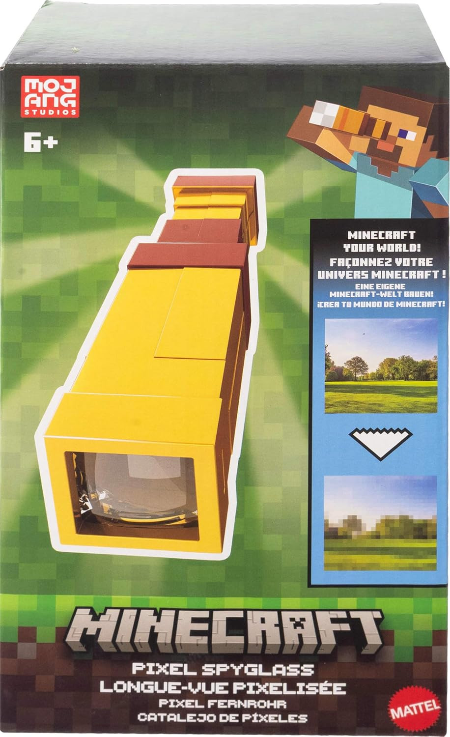 Minecraft Pixel Spyglass Toy with Pixelating Viewing Lens, Kid-Sized Accessory f