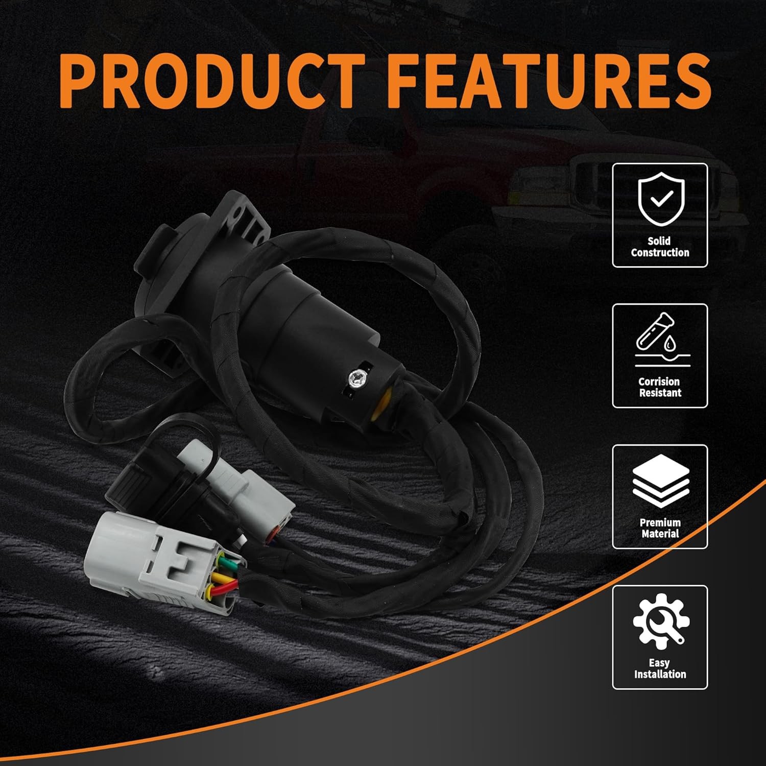7 Blade and 4 Way Trailer Wiring Harness Fit for 2007-2013 Toyota Tundra, Fac…