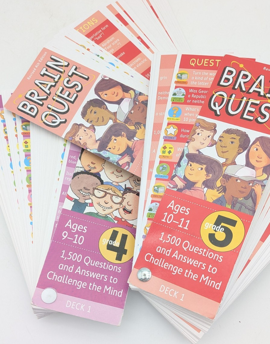 Brain Quest Card Deck Lot 3 Ages 9-11 Grade 4/5 Educational Homeschooling Q&A