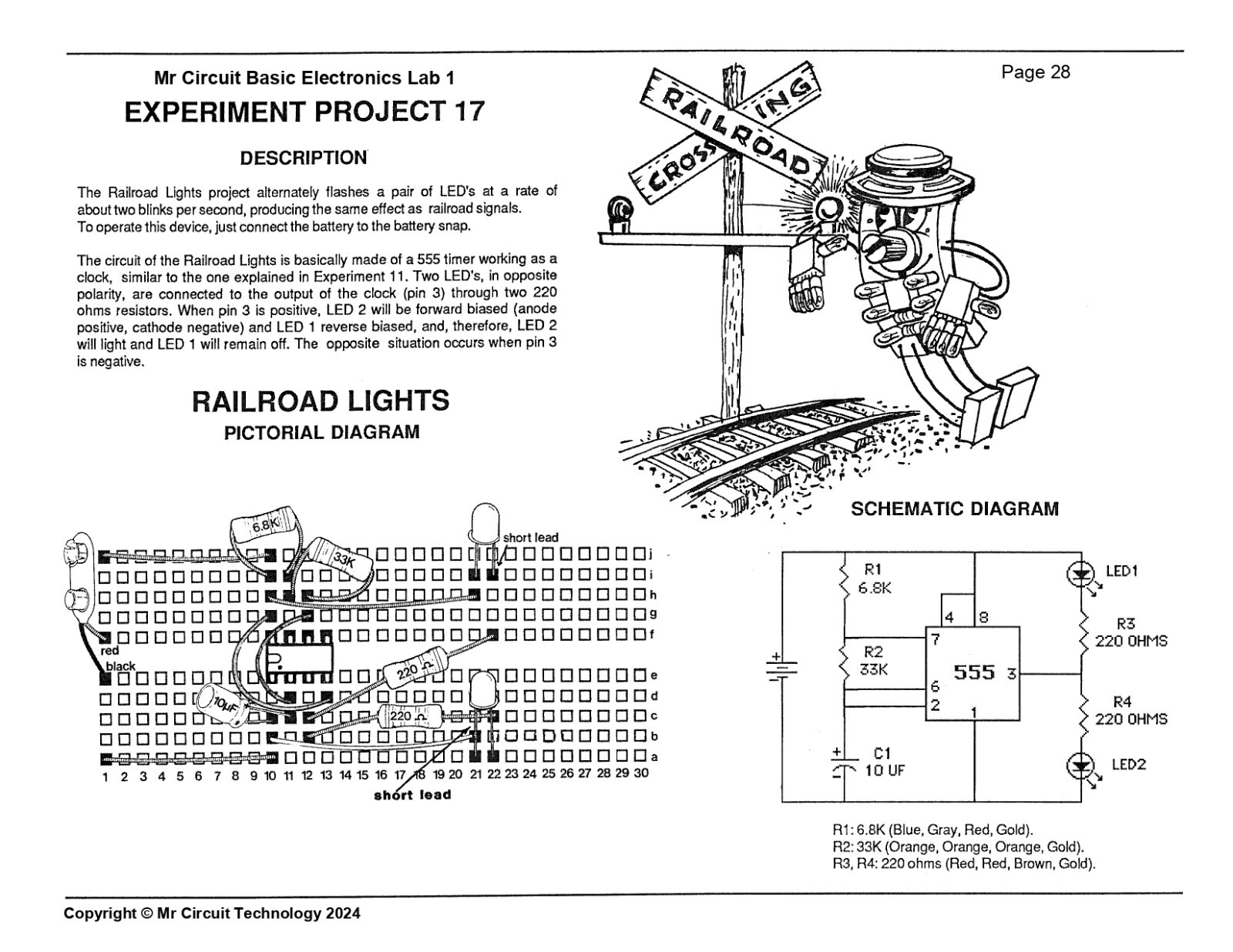 MC1-17 ** Mr Circuit Science ** Experiment Kit -RAILROAD CROSSING LIGHTS