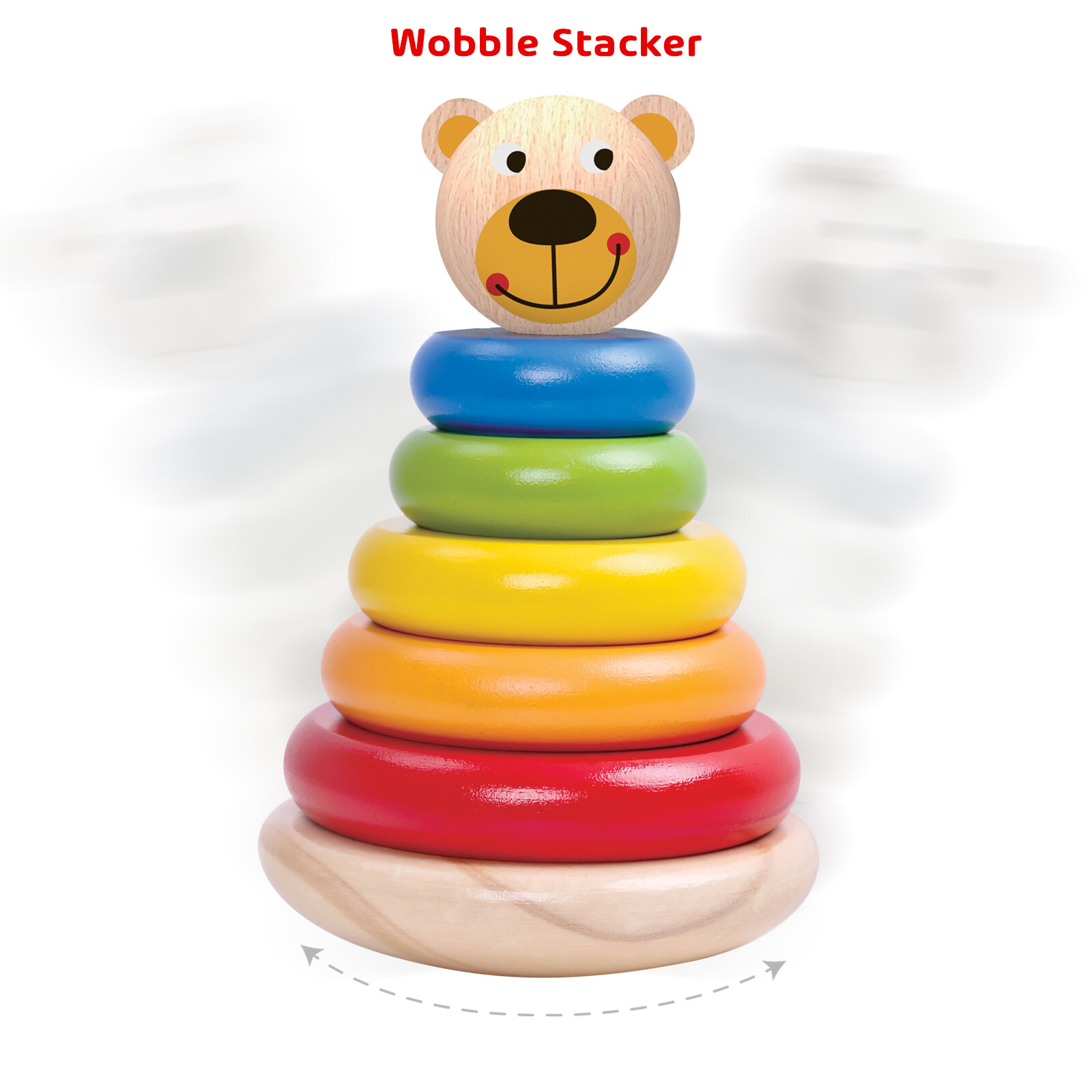 TOOKYLAND Wooden Bear Wobble Stacker – 7pcs Stacking Tower Toy, Ages 12m+