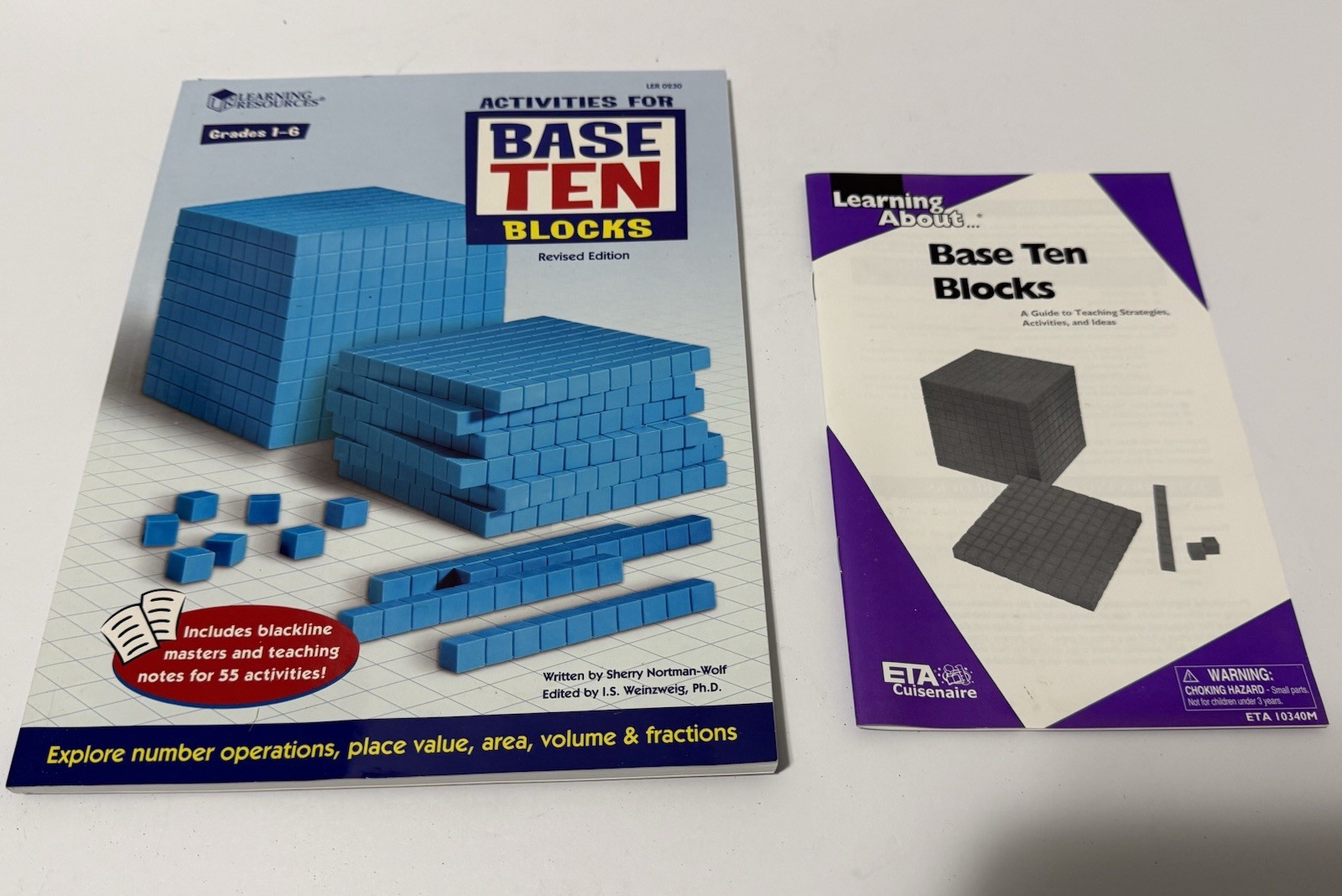 ETA CUISENAIRE BASE TEN BLOCKS LOT (CUBE, FLATS, RODS, TANGRAMS) *NEW*