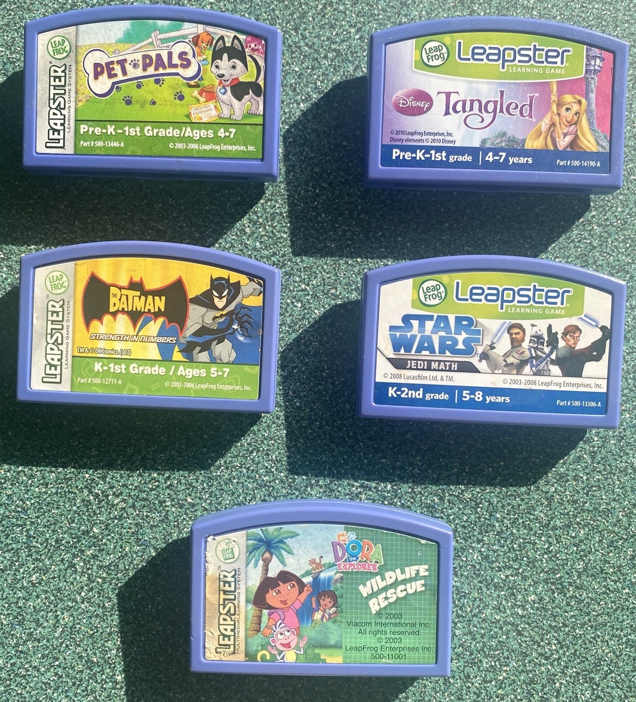 Leap Frog Leapster Learning Games Set of 5 Ages 4-8 Pet Pals, Star Wars And More