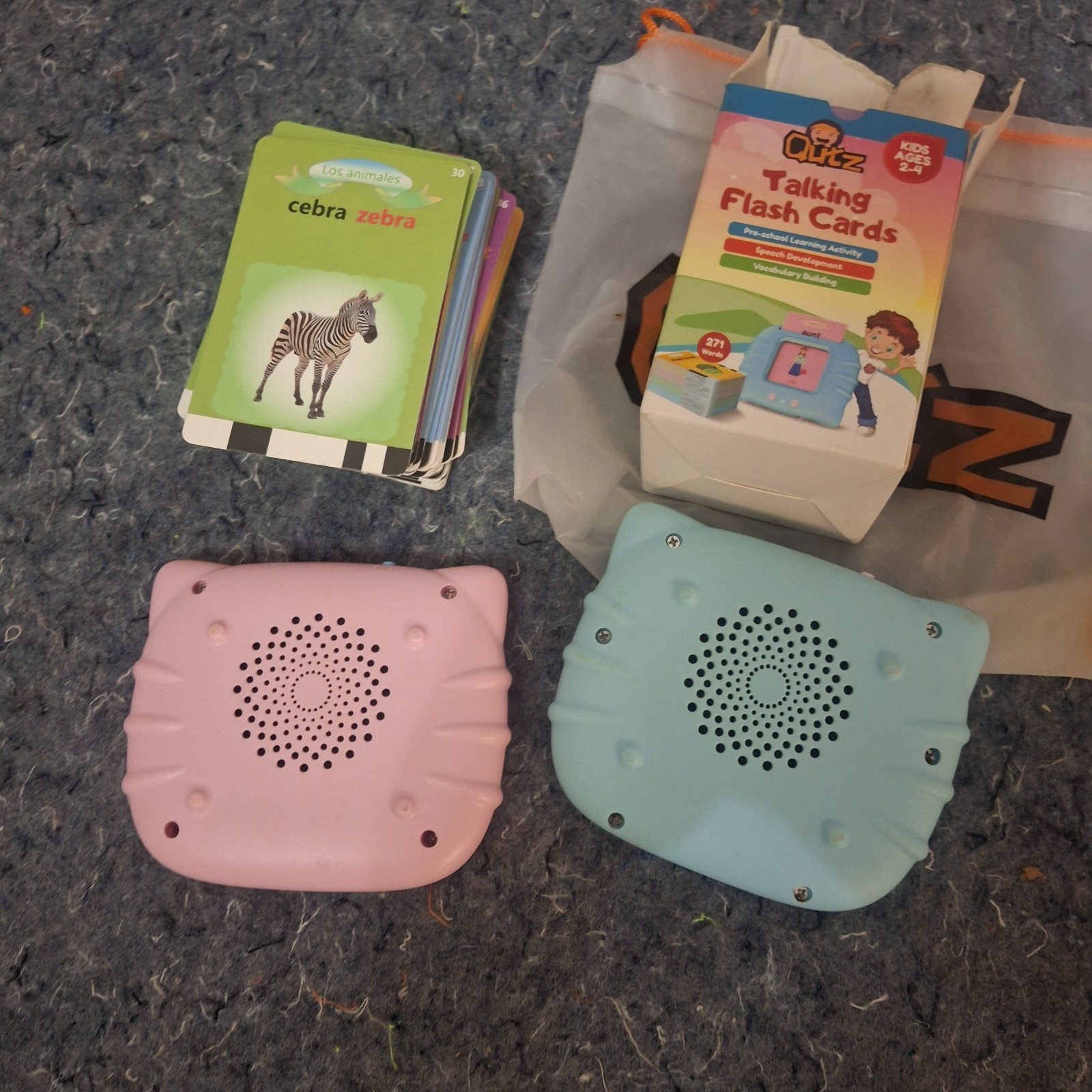 QUTZ Talking Flash Cards Device Educational Learning Toys Boys & Girls Blue Pink