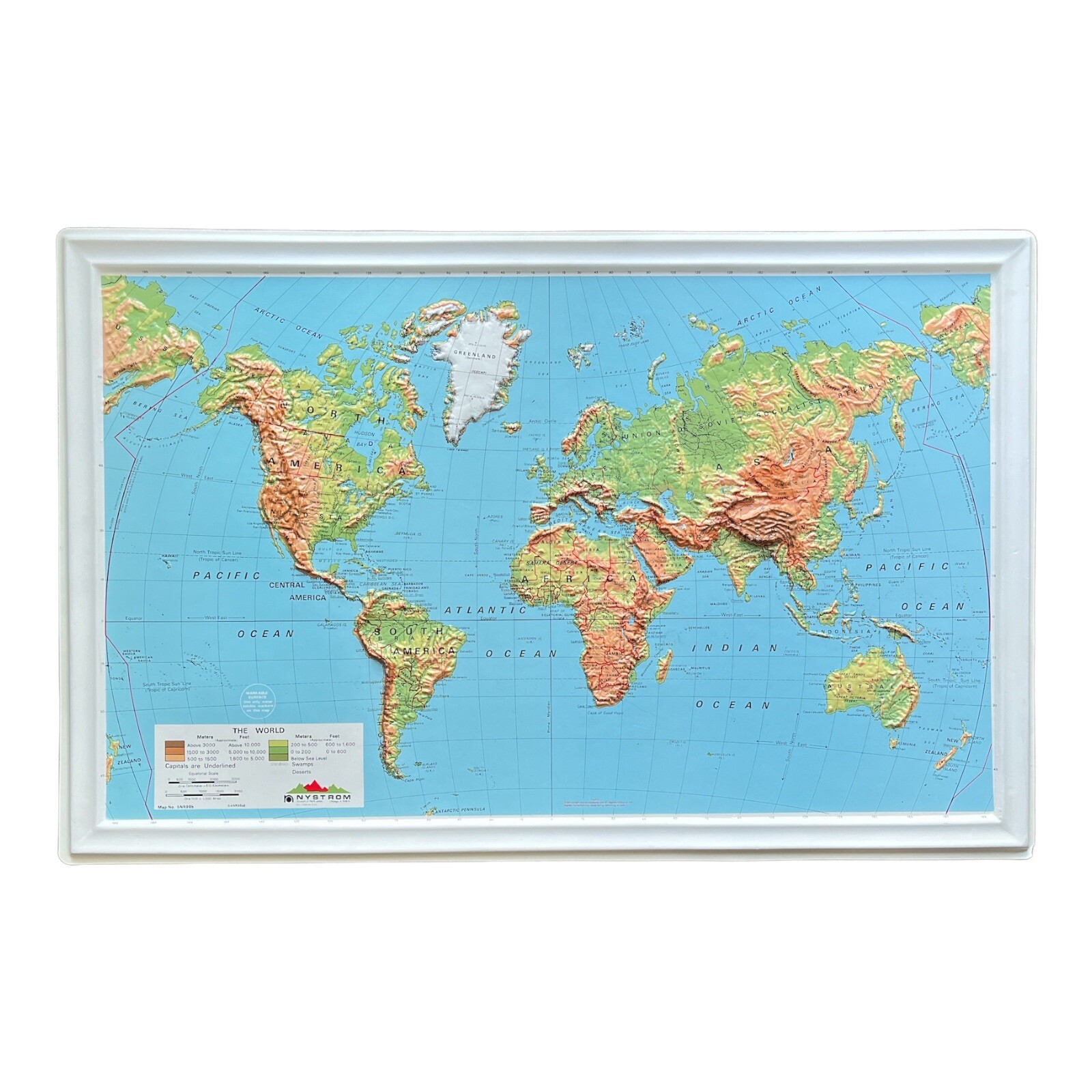 Vintage Nystrum The World Raised Relief Mt. Range Markable Map USA 1960s-80s